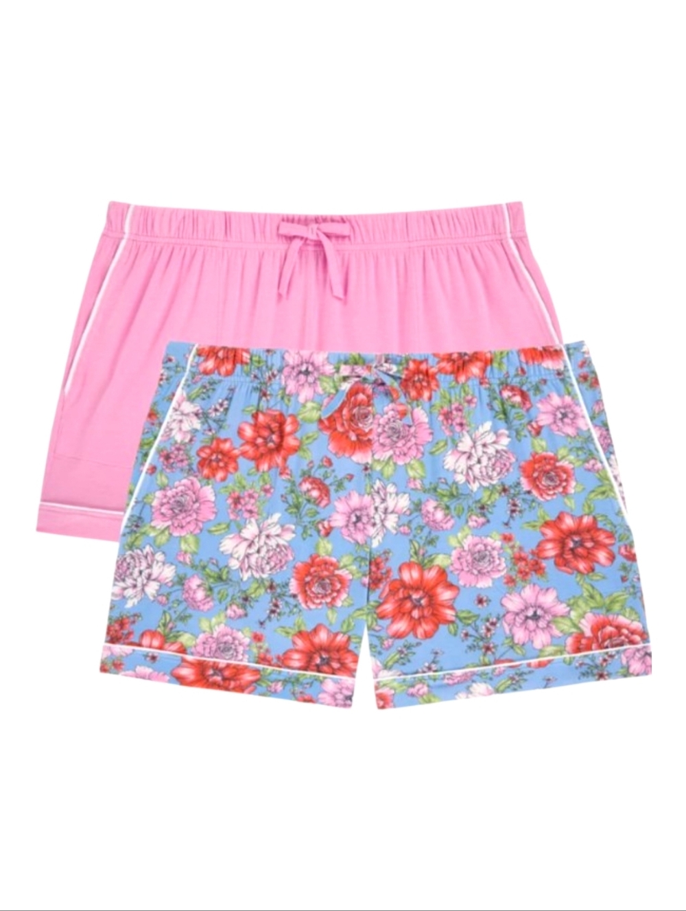 New Room Service 2 Pack Lounge Short Size Medium Begonia & Blue Floral Pj Pajama - Picture 2 of 9